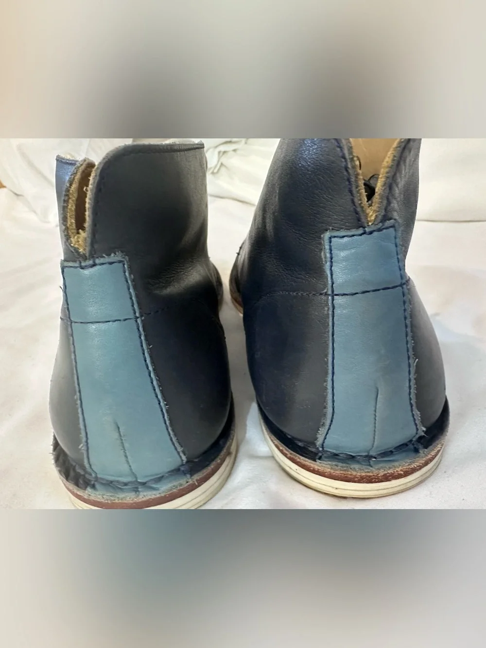 Cole Haan Navy Leather Chukka Boots with Contrast Laces